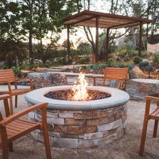 Fire Pit Sitting Area and Pergola
