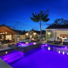Guest House and Pool at Night