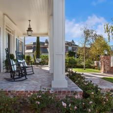 Brick Front Porch With Rocking Chairs