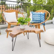 Patio Sitting Area With Pouf