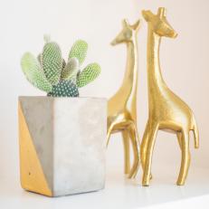 Planter and Gold Giraffes