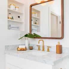 Bathroom Vanity With Wood Mirror