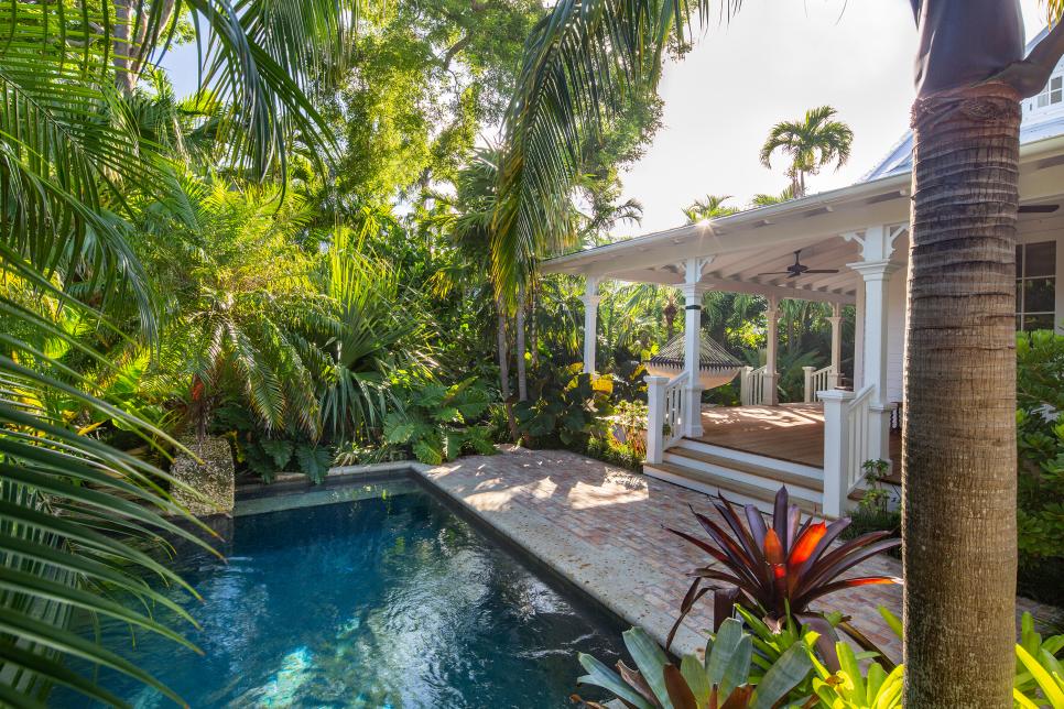 Key West Home With Tropical Backyard Swimming Pool Hgtv S Ultimate Outdoor Awards Hgtv - Tropical Landscaping Around Pool