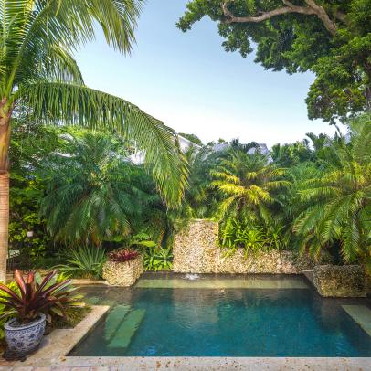 Tropical Backyard With Pool
