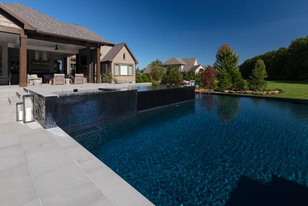 Dark Infinity Pool With Waterfall Hgtv