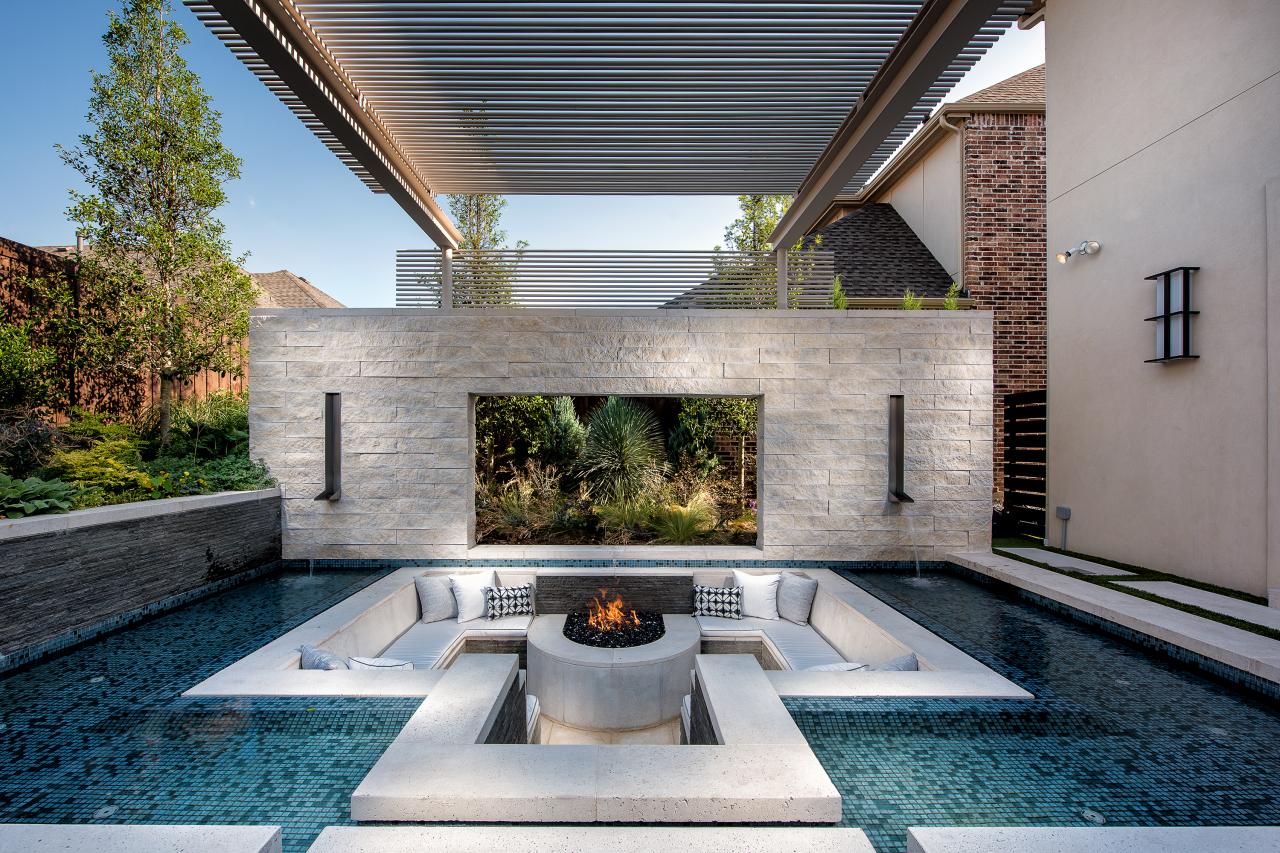 Modern Backyard With Sleek Pool and Sunken Lounge HGTV s Ultimate Outdoor Awards HGTV
