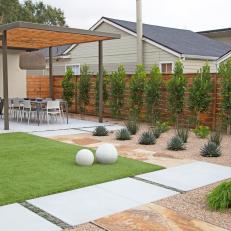 Backyard With Geometric Landscaping