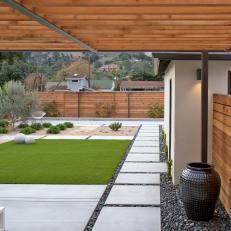 Modern Backyard With Redwood Fence