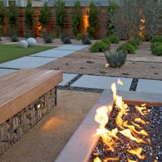 Backyard With Concrete Fire Pit 