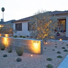 Front Yard With Two Concrete Walls