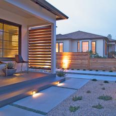 Contemporary Front Porch and Gravel Yard