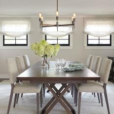 Neutral Contemporary Dining Room With Lacy Shades