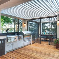Outdoor Kitchen With Louvered Roof