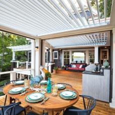 Deck Dining Area With Louvered Roof