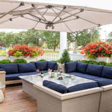 Blue and White Outdoor Sectional