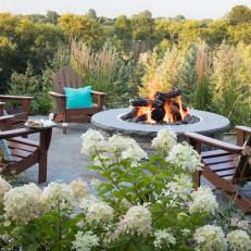 Outdoor Sitting Area With Hydrangeas