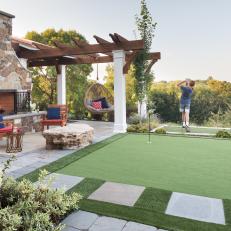 Outdoor Fireplace and Golf Green