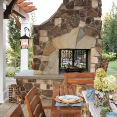 Outdoor Fireplace and Dining Table