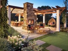 Patio With Stone Fireplace
