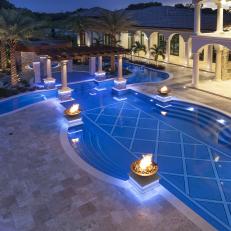Luxury Pool With Fire Pots