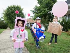 An Astronaut, Train and a Hot Air Balloon Costume Made from Cardboard