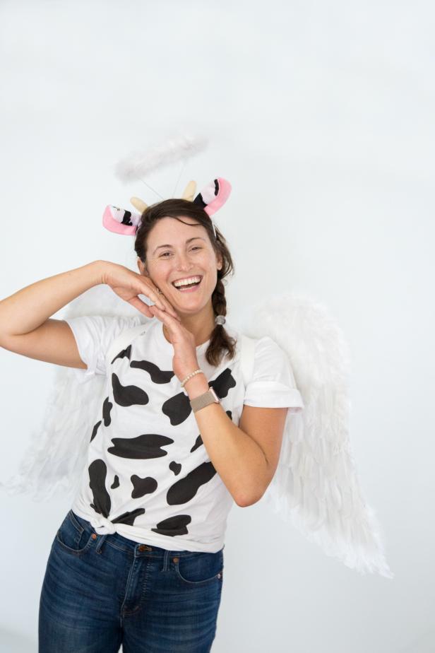 A Holy Cow Halloween Costume With Angel Wings