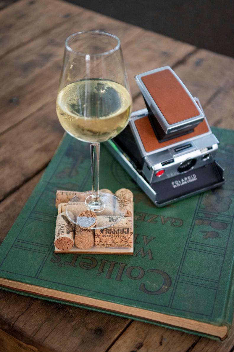 Wine Glass on Cork Coaster