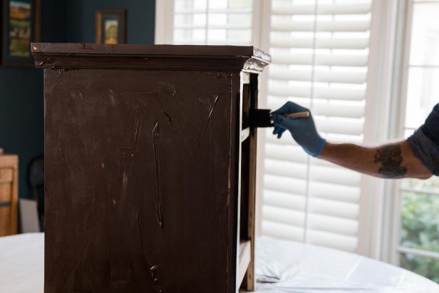 Wipe the stain evenly across the surface. The first coat should be thick. Put it on and don’t wipe it away as you would when working with traditional stain.