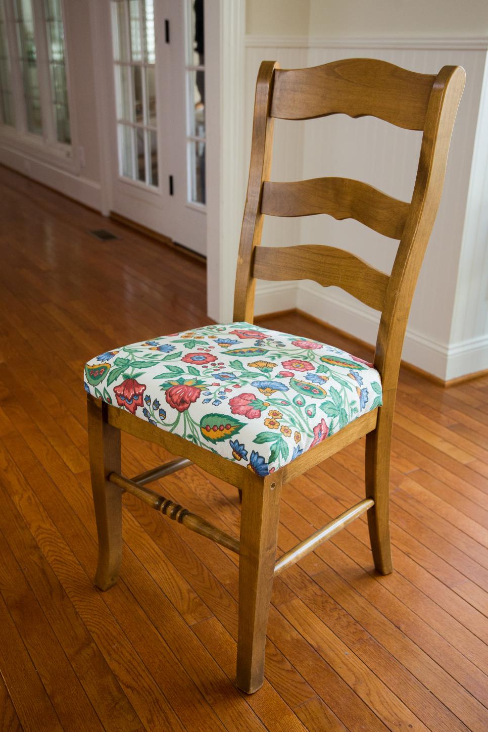 Wood Chair With Floral Cushion | HGTV