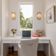 Wallpapered Home Office Nook