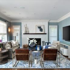Blue Transitional Living Room