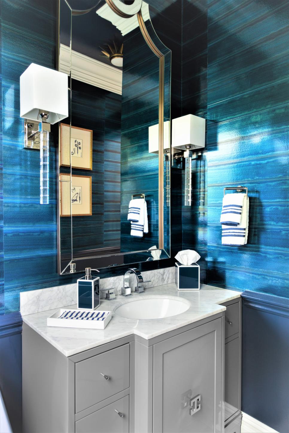 Metallic Modern Powder Room | HGTV