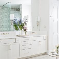 Transitional White Double-Vanity Bathroom