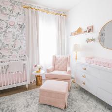 Nursery With Pink Floral Wallpaper 