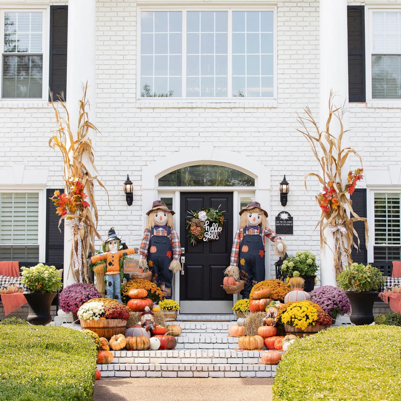 Modern Fall Leaves Outdoor Doormat