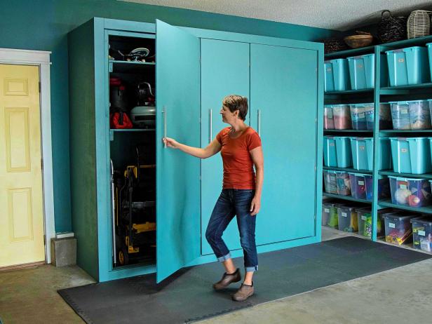 Garage shelves with doors