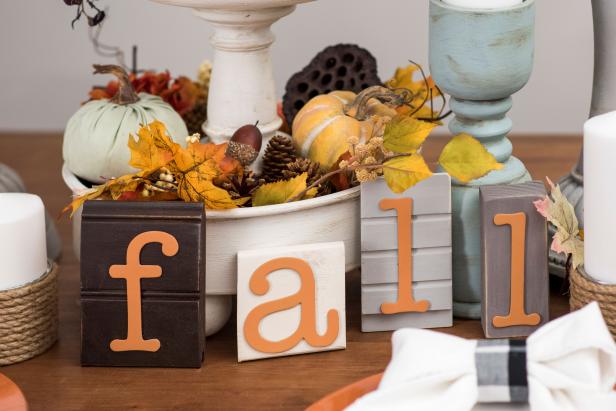 You can create this fall-themed decor with pieces of scrap wood and painted letters.