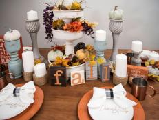 Thanksgiving Table With Place Settings and Tiered Candles