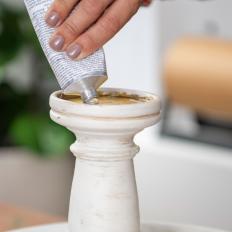 Use Permanent Adhesive Glue to Attach Candle Pillars