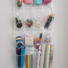 Store Gift Wrap Supplies With a Shoe Organizer