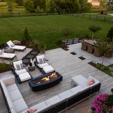 Contemporary Patio With Expansive Lawn