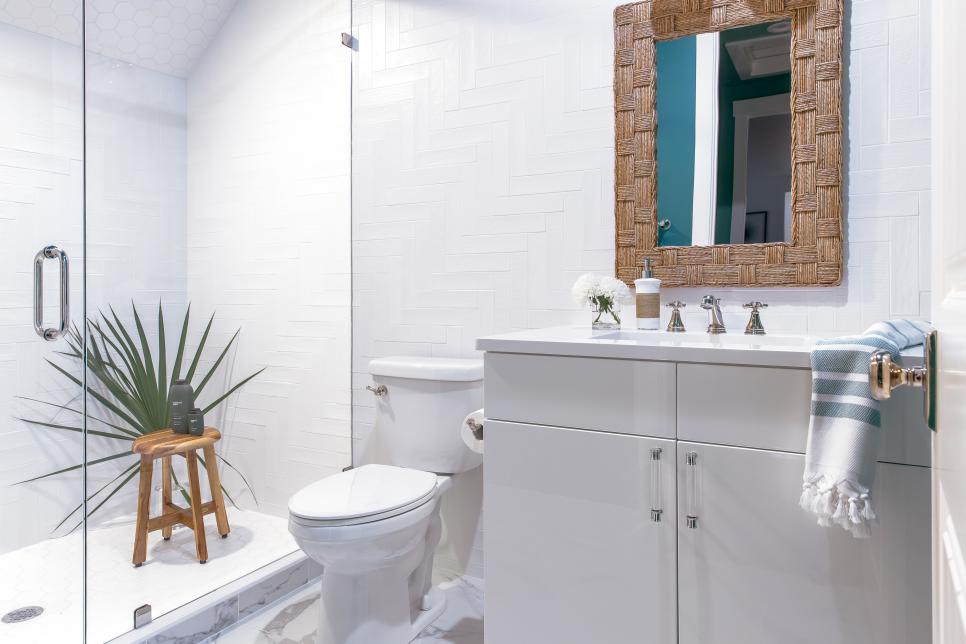 White Contemporary Guest Bathroom