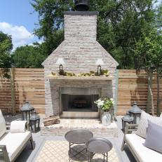 Side Patio With Outdoor Fireplace
