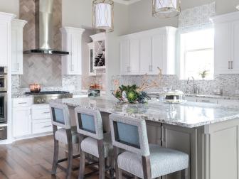 Transitional Kitchen With Geode Inspired Counters And Backsplash