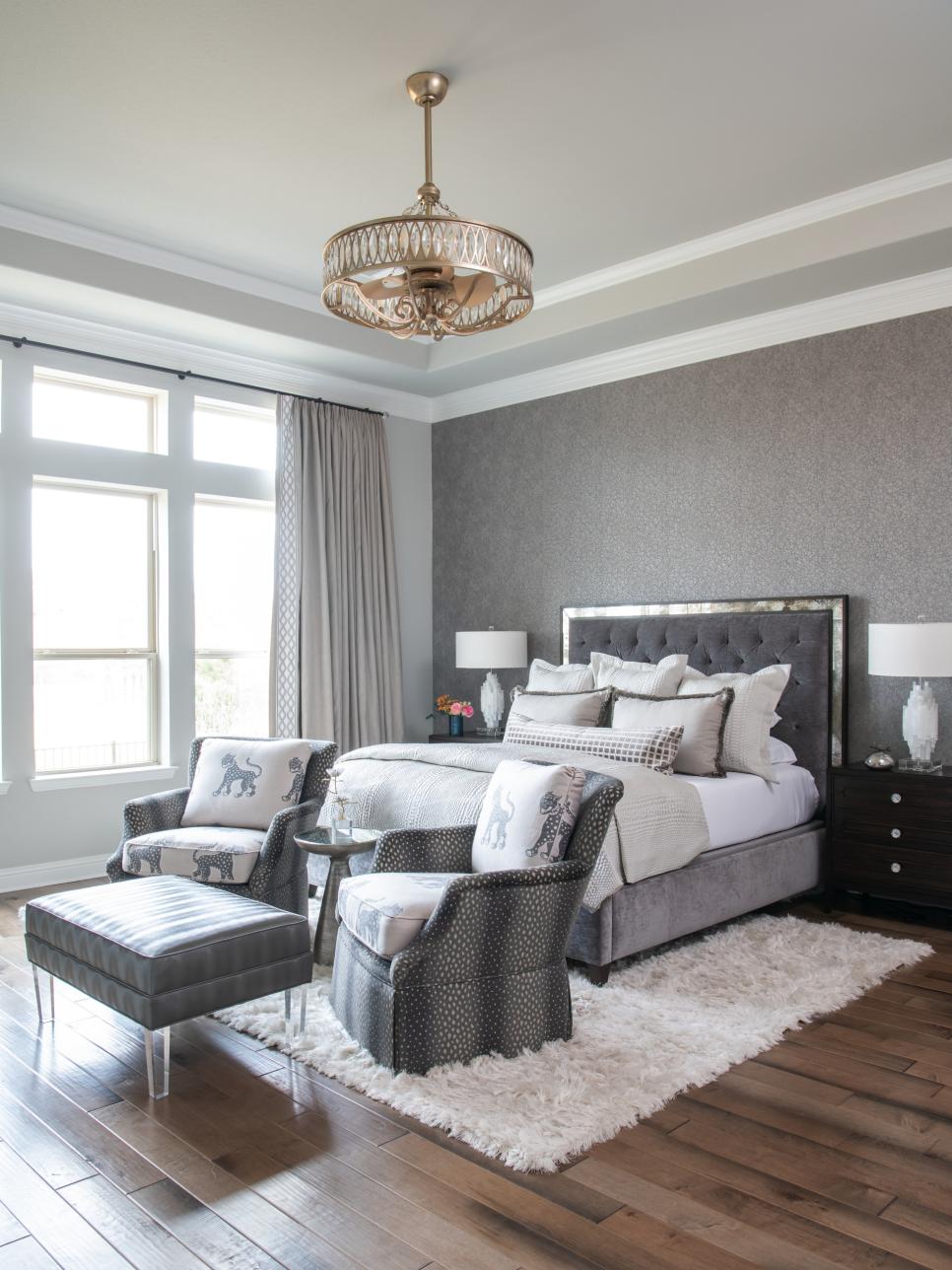 Luxurious Master Bedroom With Fan Chandelier | HGTV