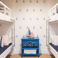 Nautical Themed Bunk Beds With Anchor Wallpaper