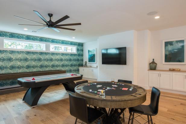 Sophisticated Green Game Room | HGTV