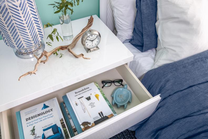White Nightstand With Open Drawer