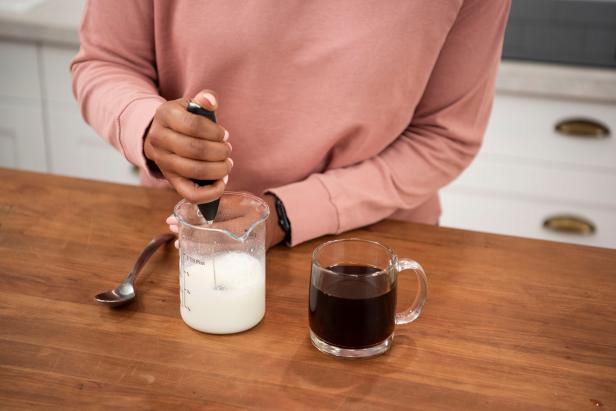 milk frother and coffee mug