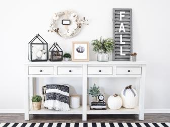 A Black and White Fall Side Table